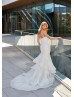 Sparkly Ivory Pleated Tulle Layered Modern Wedding Dress